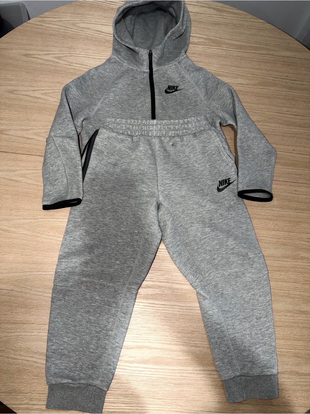 Nike Grey Kids Hooded Tracksuit Set with Black Accents